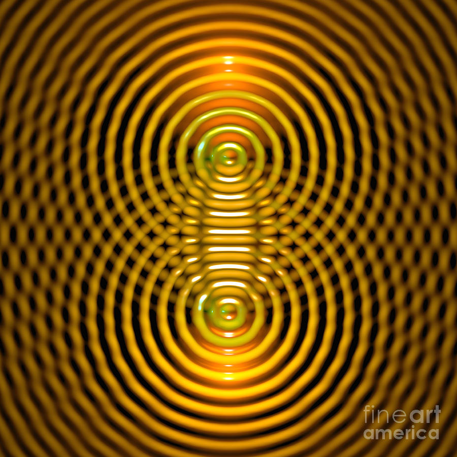 Two Wave Sources Creating Interference Patterns 5 Digital Art by Russell Kightley