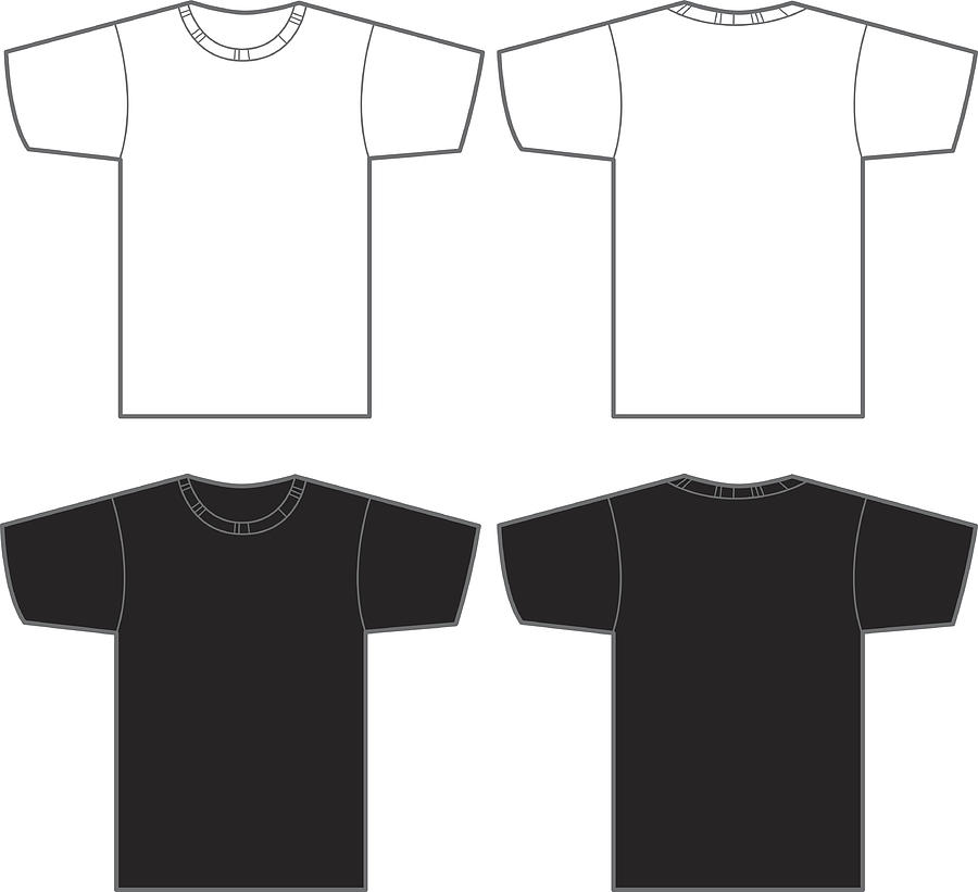Two white and two black t-shirts Drawing by RobinOlimb