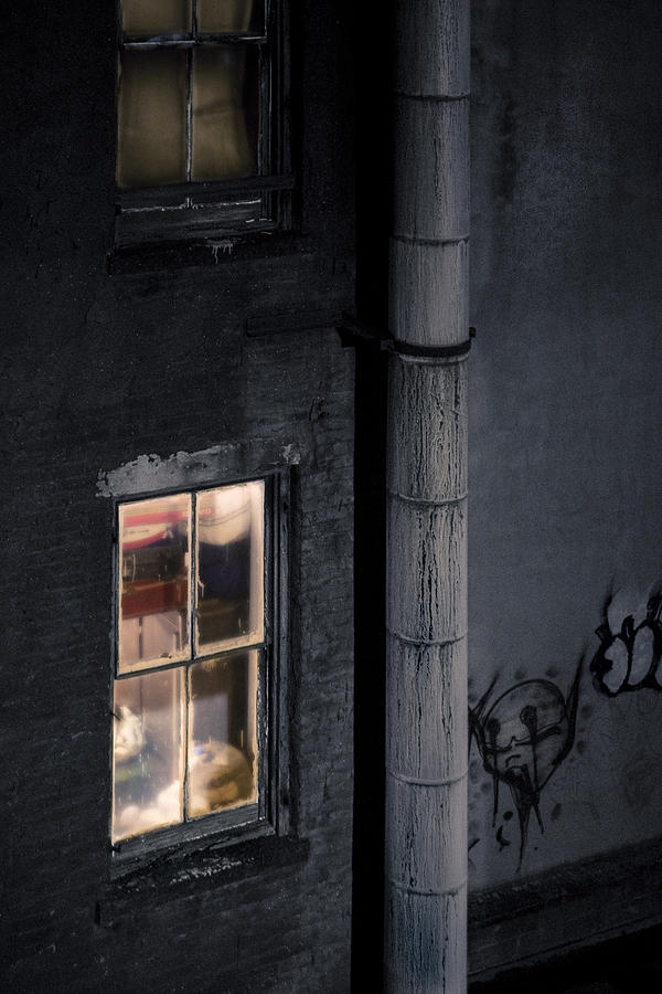New York City Photograph - Two windows and pipe - Viewed from the Manhattan Bridge by Gary Heller