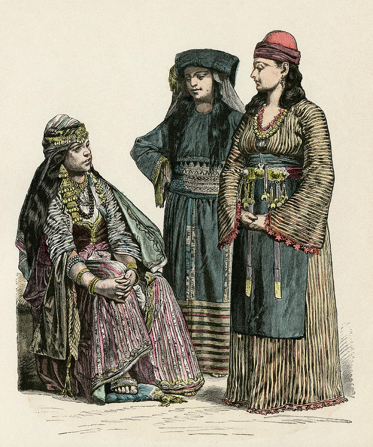 Two Women From Damascus, Syria Drawing by Mary Evans Picture Library ...