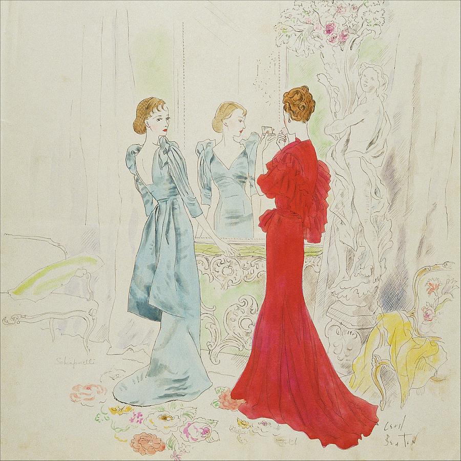 Two Women Getting Ready In Schiaparelli And Worth Digital Art by Cecil Beaton