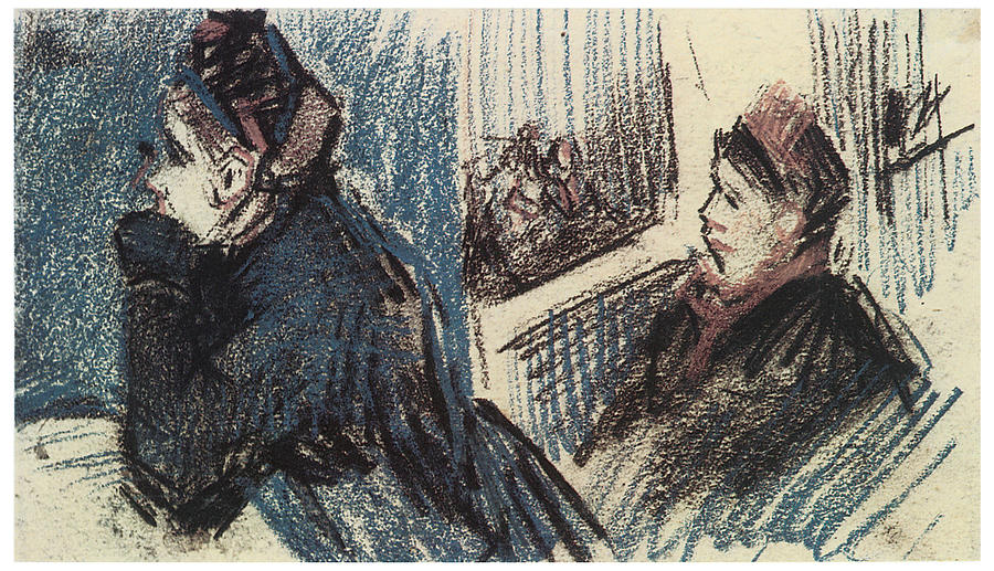Vincent Van Gogh Drawing - Two Women in a Box at the Theatre by Vincent Van Gogh