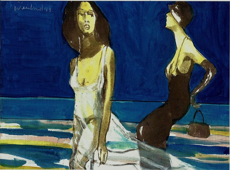Beach Painting - Two Women On The Beach  by Harry WEISBURD