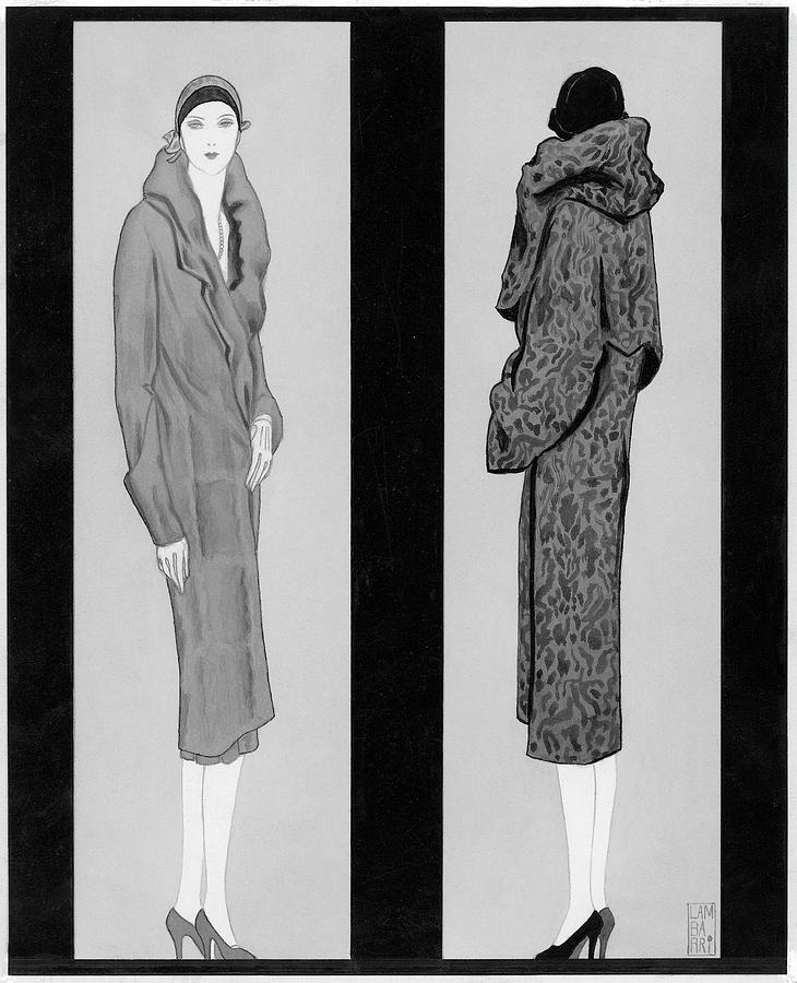 Two Women Wearing Coats Digital Art by Lambarri