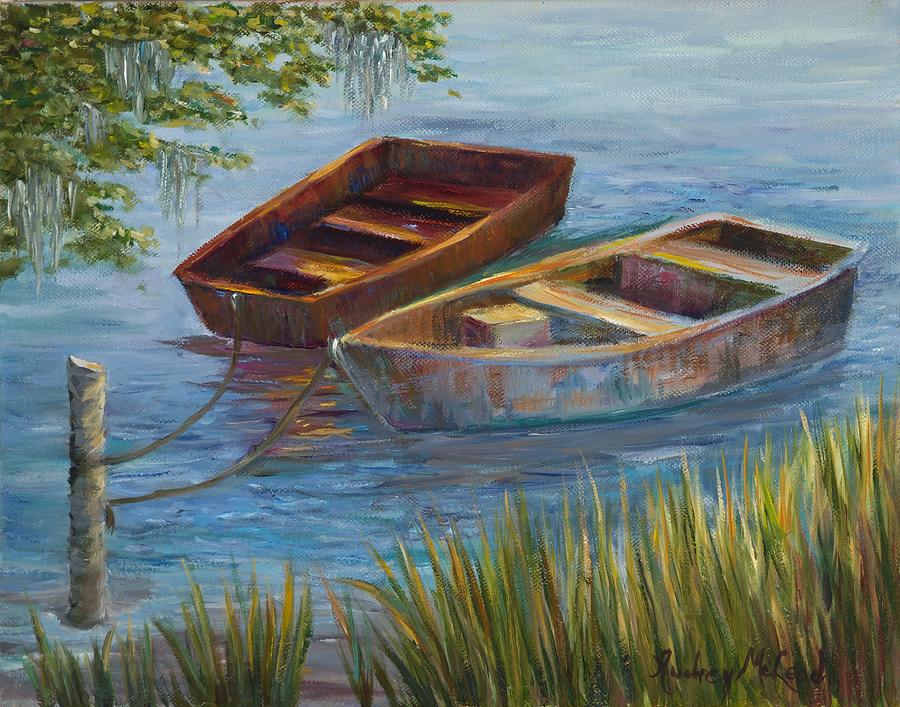 Two Wooden Boats Painting by Audrey McLeod