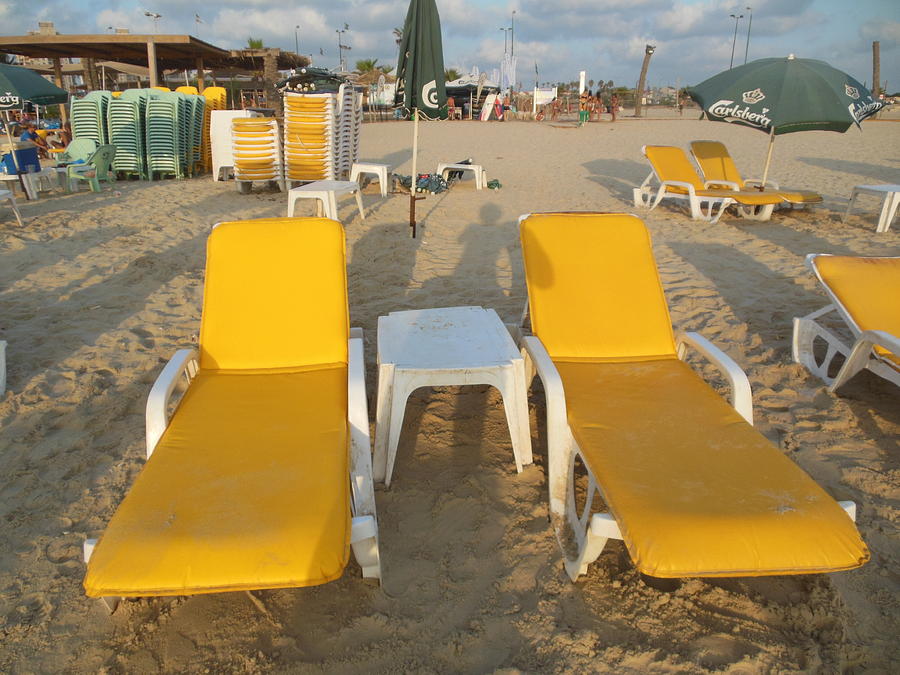 Two Yellow Beach Chairs Photograph by Esther Newman-Cohen