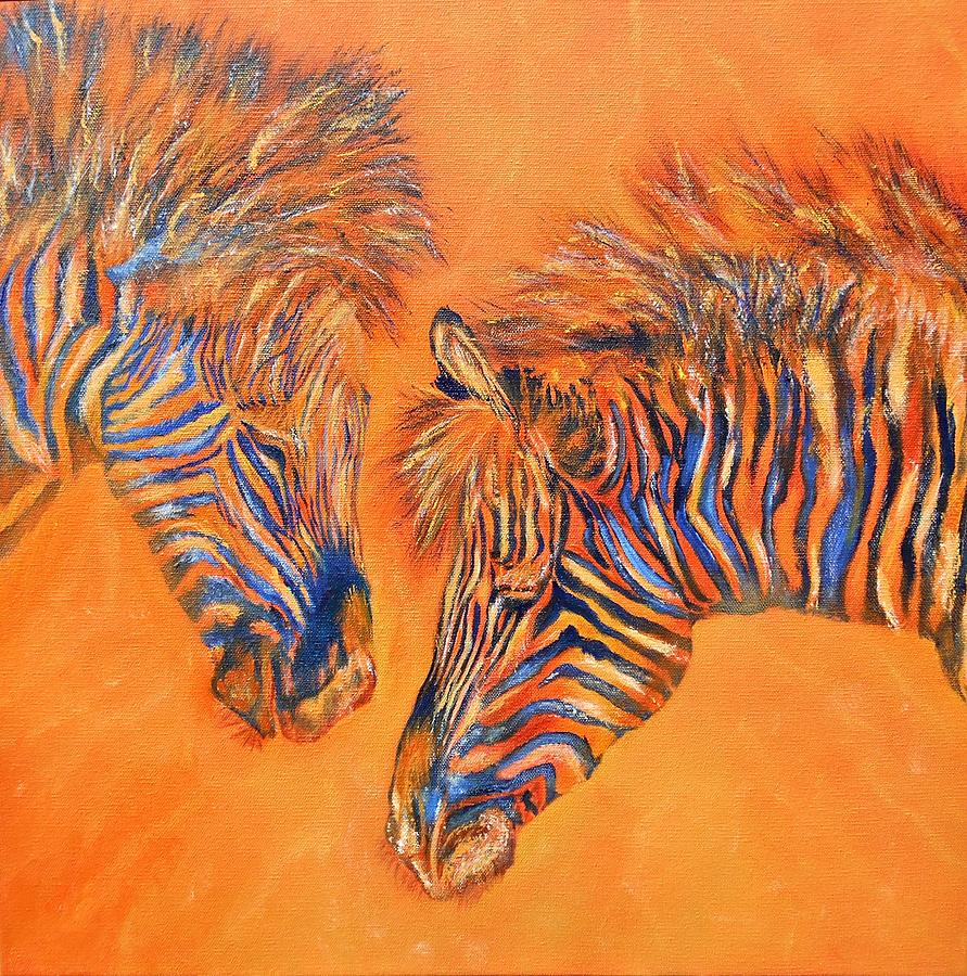 Two Zebras Painting by Maris Sherwood