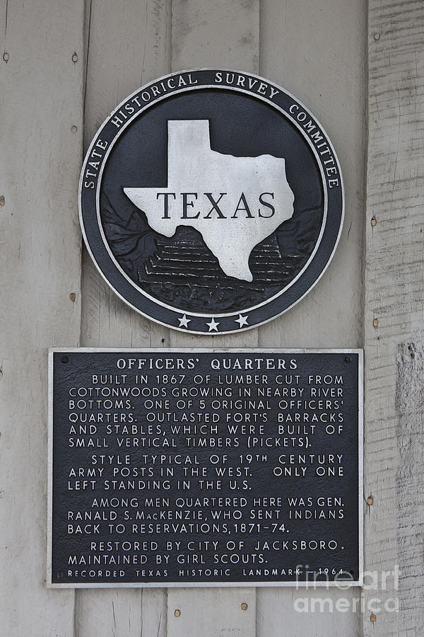 Sign Photograph - TX-3674 Officers Quarters by Jason O Watson