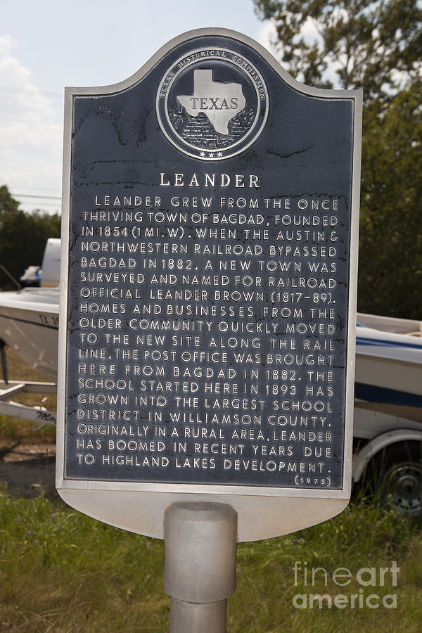 Sign Photograph - TX-9259 Leander by Jason O Watson
