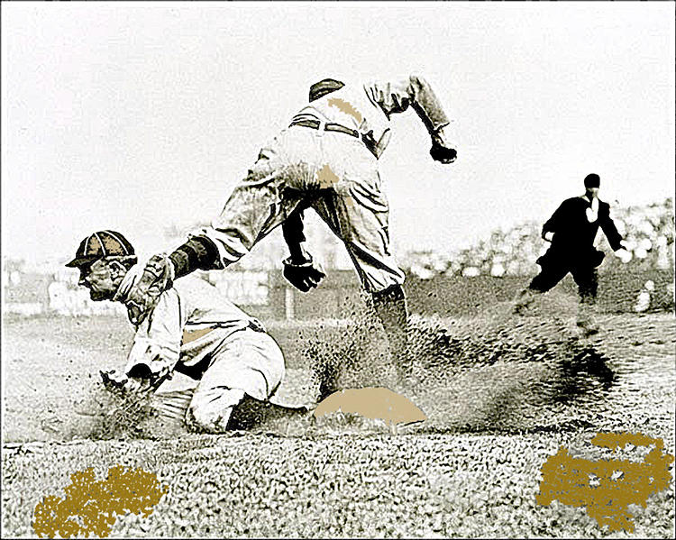 Ty Cobb sliding into base no date-2014 Photograph by David Lee Guss