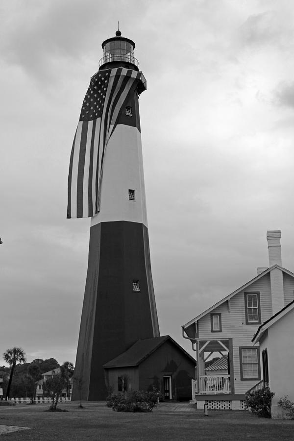 Black And White Photograph - Tybee Island Lighthouse - Black and White by Suzanne Gaff