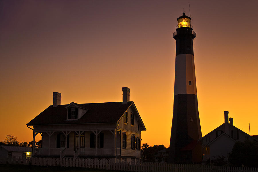 Tybee Light after Sunset Photograph by Diana Powell