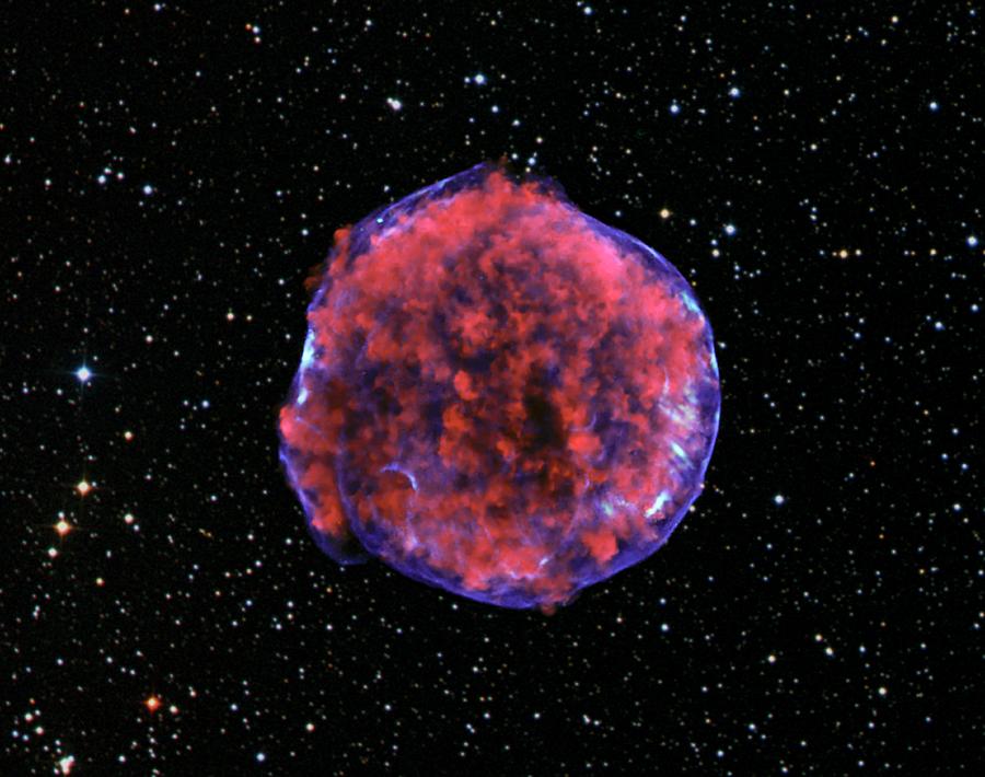 Space Photograph - Tycho Supernova Remnant by Nasa/cxc/rutgers/k.eriksen Et Al/dss/science Photo Library