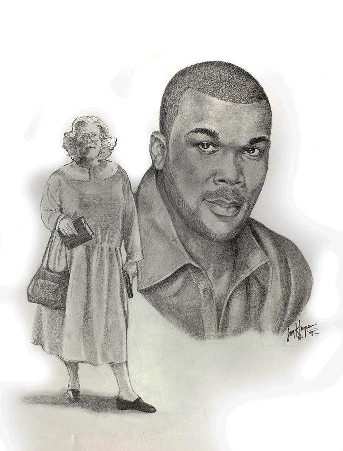 Actor Drawing - Tyler As Madea by Joyce Hayes