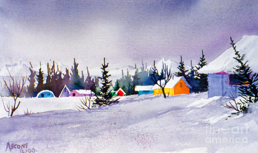 Tyonek Village Impression Painting by Teresa Ascone
