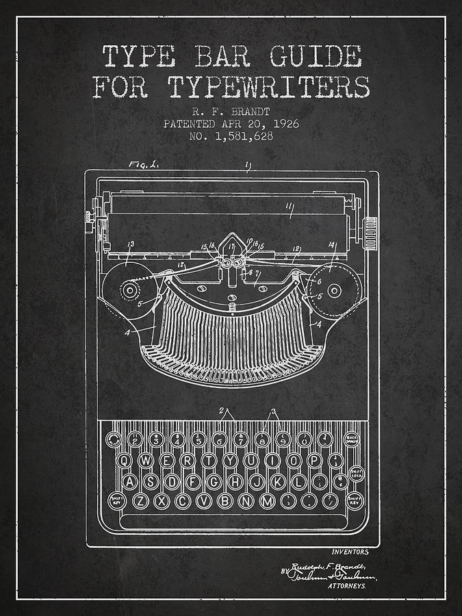 Type bar guide for typewriters patent from 1926 - Charcoal Digital Art ...