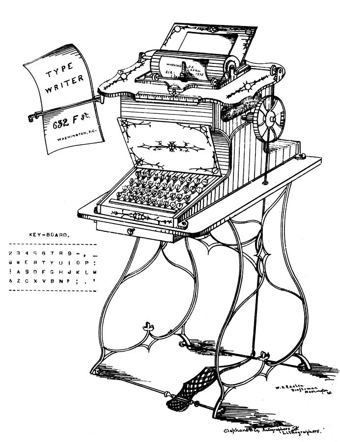 Typewriter, 1875 Drawing by Granger Fine Art America