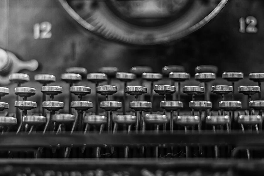 Typewriter Keys in Black and White Photograph by Georgia Clare