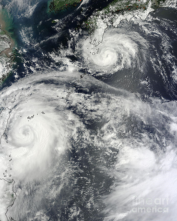 Typhoons Saola And Damrey Photograph by Science Source