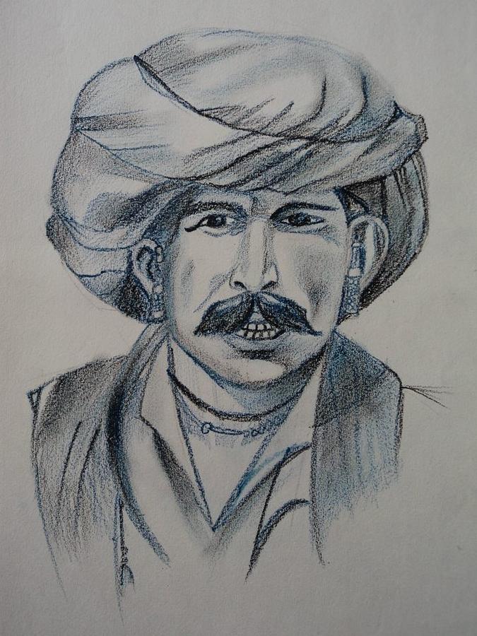 Official_rishabh_saraswat - Pencil ✏️ sketch🎨 of old rajasthani , Indian  🐪 man 👳 Made by me 🤘