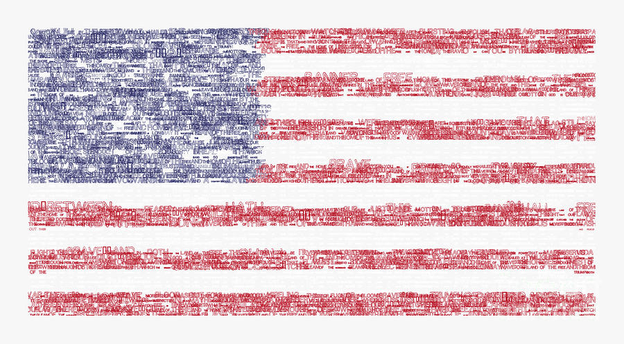 Star Spangled Banner Typography Us Flag Mixed Media