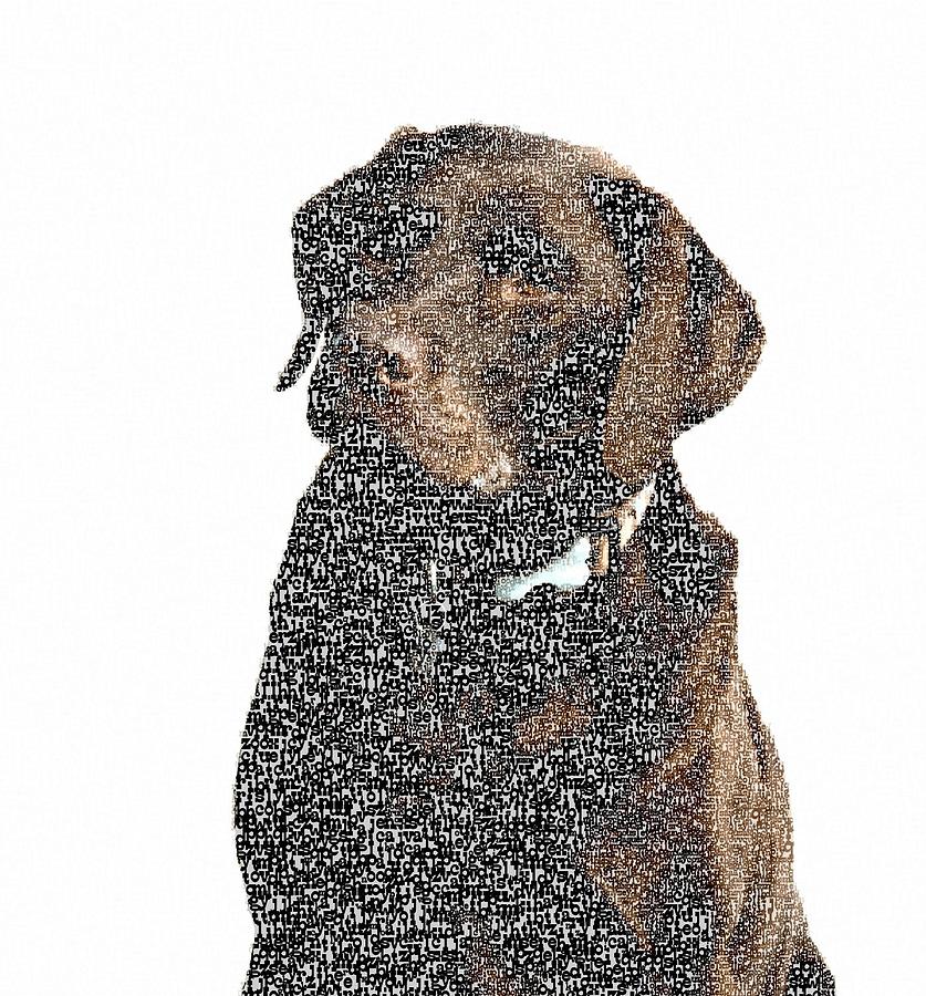 Dog Painting - Typographic Dog  by Celestial Images