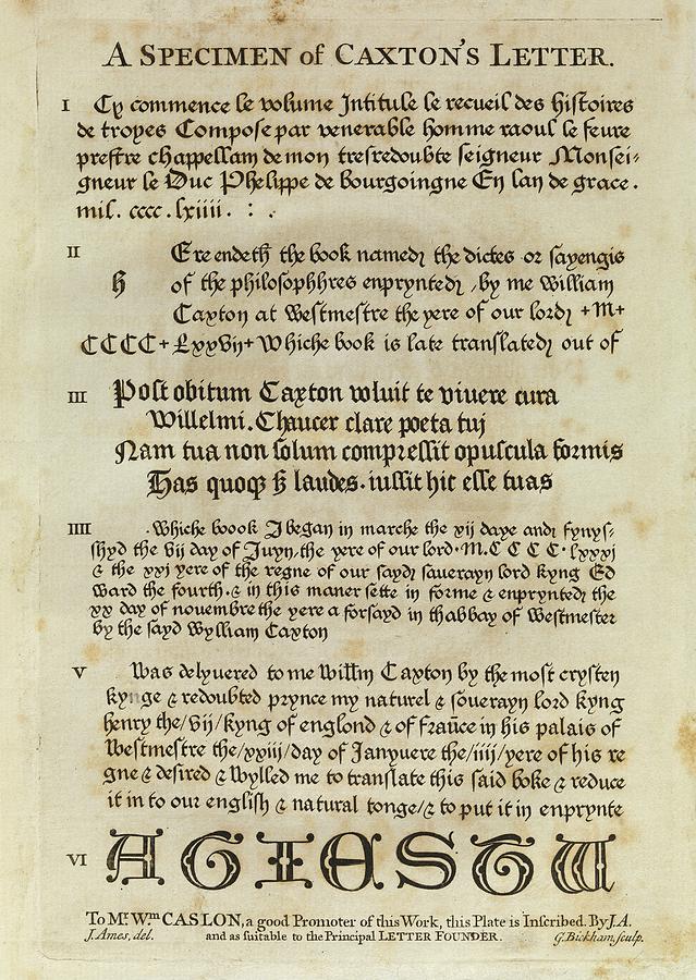Typography And Notices Used By Caxton Photograph by Middle Temple Library
