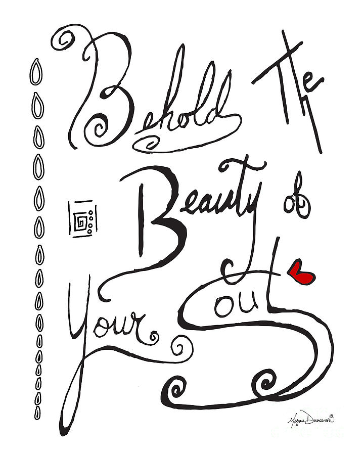 Typography Black and White Word Art Unique and Whimsical Drawing by Megan Duncanson Drawing by Megan Aroon