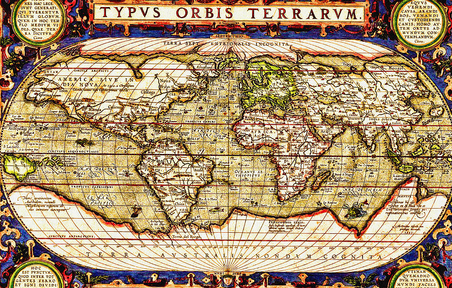 Vintage Photograph - TYPVS ORBIS TERRARVM - Map of the World by Bill Cannon
