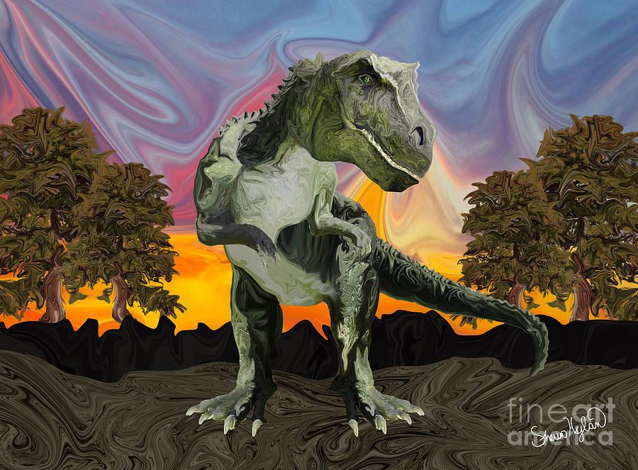 Dinosaur Digital Art - Tyrannosaurus Rex at the Twilight Hour by Sherin  Hylan