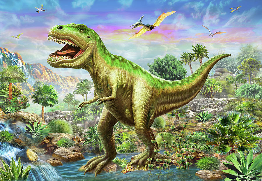 Prehistoric Drawing - Tyranosaur 3 by MGL Meiklejohn Graphics Licensing
