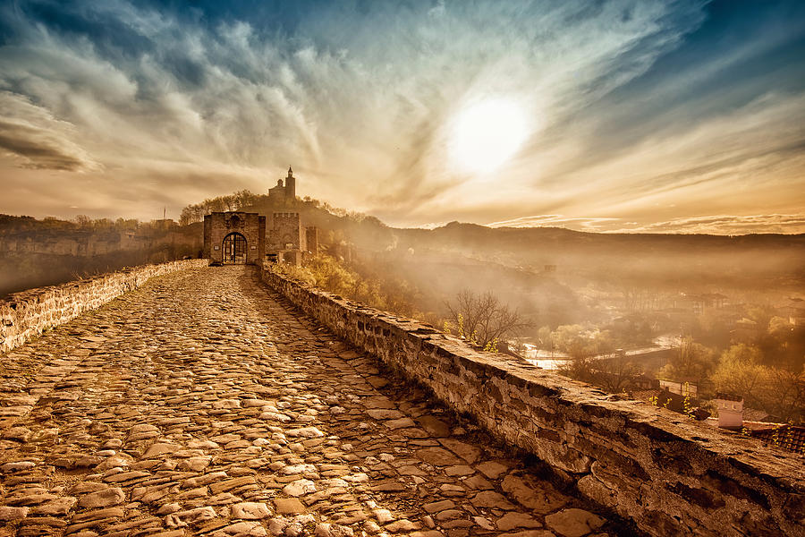 Castle Photograph - Tzarevetz fortress at sunrise by Evgeni Ivanov