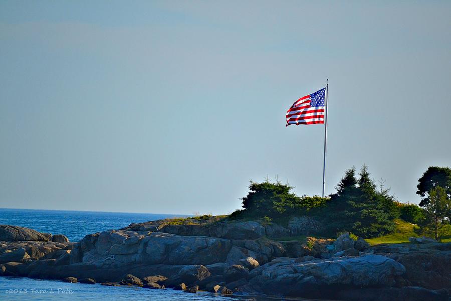 U. S. Flag along the Maine Coast Photograph by Tara Potts
