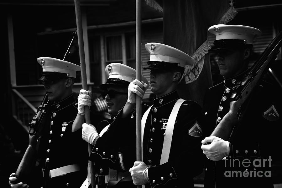 U. S. Marines - Monochrome Photograph by Frank J Casella