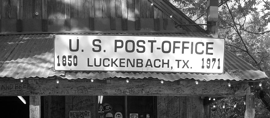 Music Photograph - U S Post Office Luckenbach Texas Sign bw by Elizabeth Sullivan