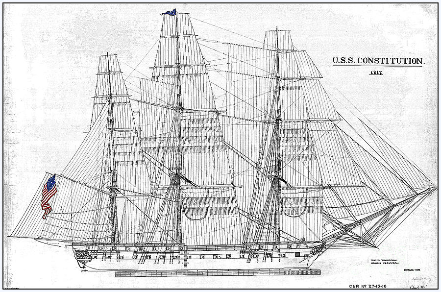 U S S Constitution Sail Drawing Photograph by Mim White