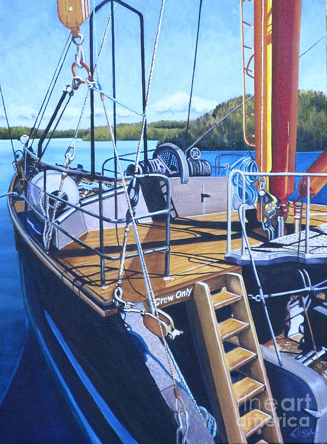 Uchuck at Dock Painting by Elissa Anthony
