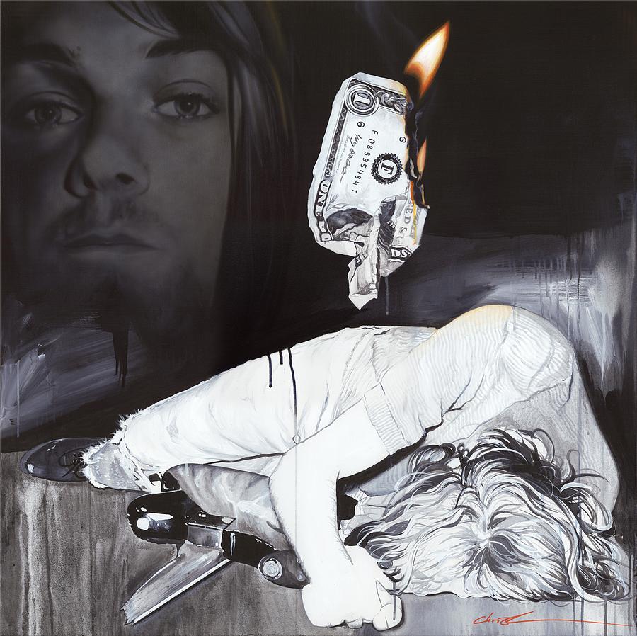 Kurt Cobain Painting - #uck Fame by Christian Chapman Art