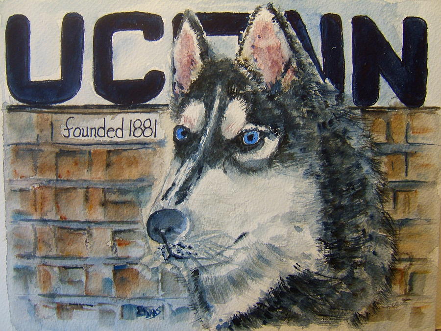 UConn Husky Painting by Elaine Duras