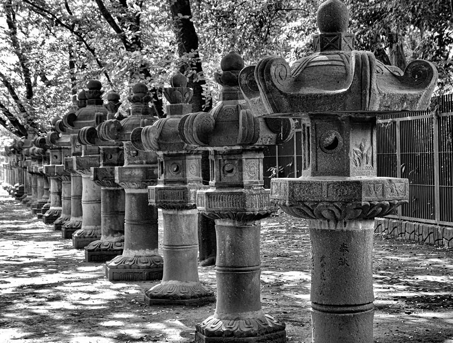 Ueno Park Stone Lanterns Photograph by Robert Meyers-Lussier