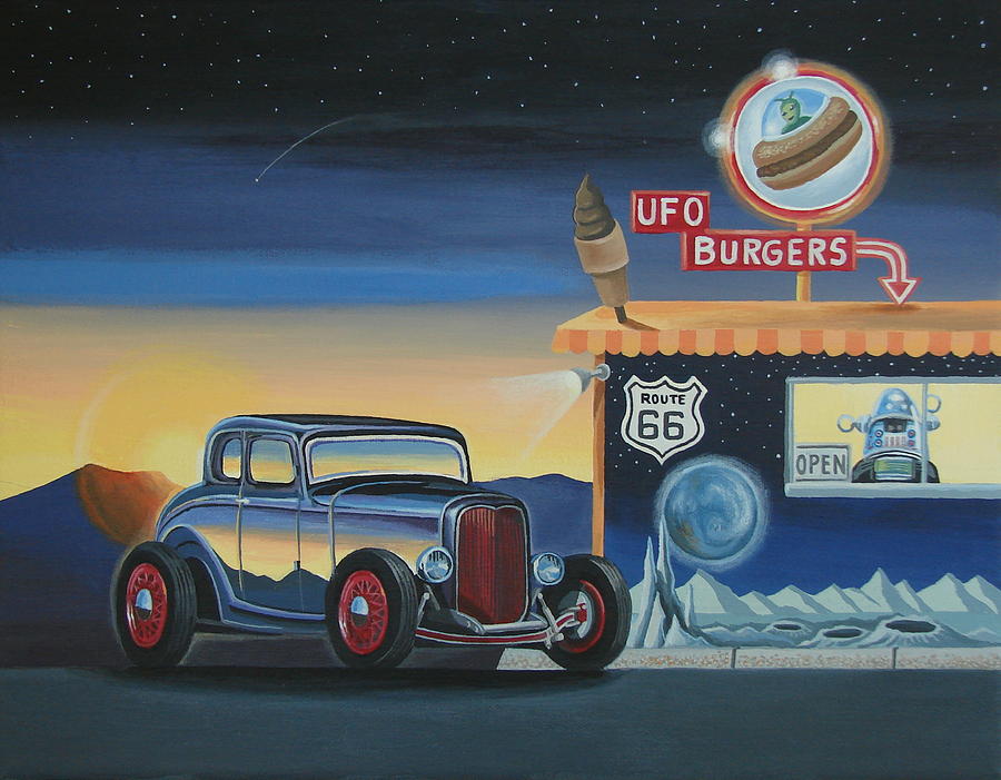 U.F.O. Burgers Painting by Stuart Swartz