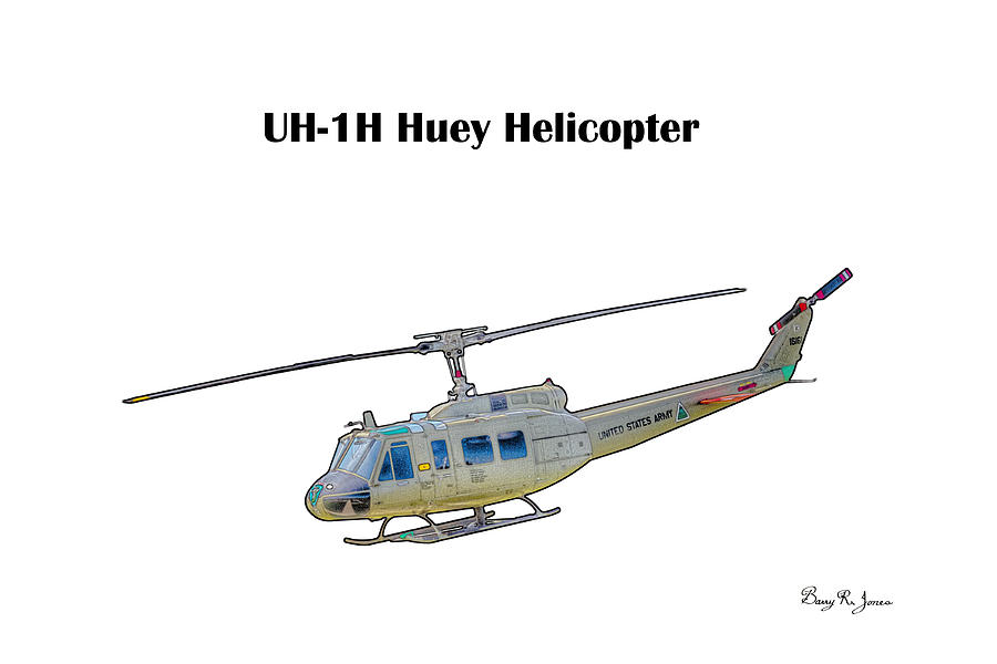 UH-IH Huey Helicopter Digital Art by Barry Jones