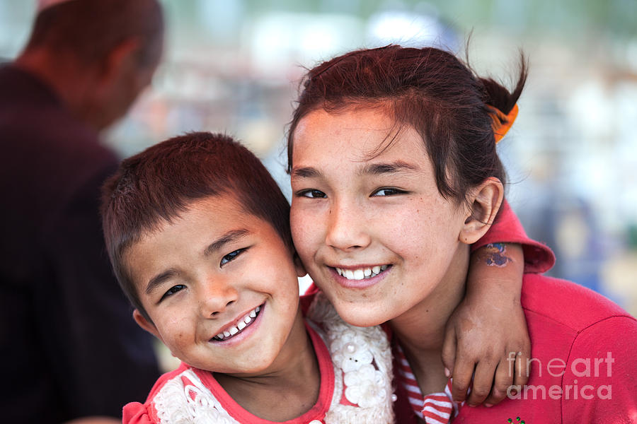 Uighur children at Kashgar market Xinjiang China Photograph by Matteo Colombo