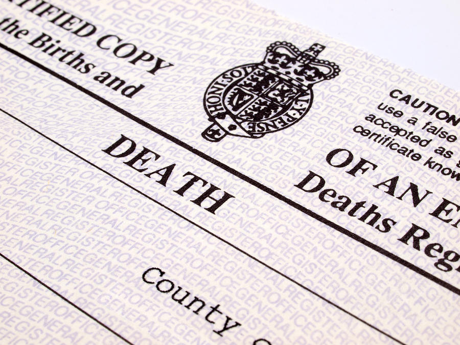 UK Death Certificate Photograph by Gannet77