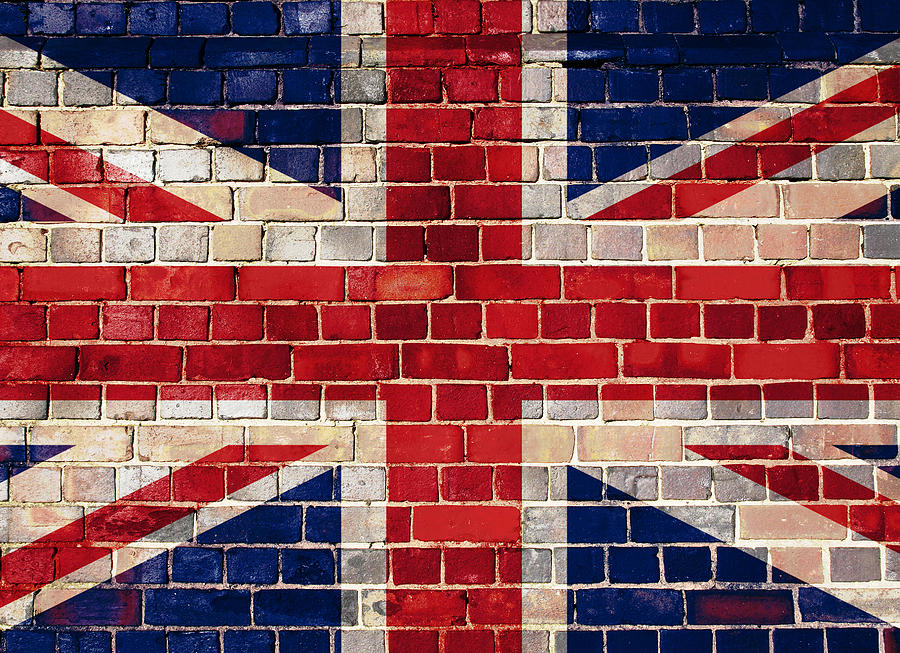 UK flag on a brick wall Digital Art by Steve Ball