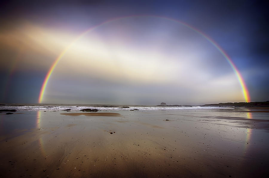 UK, Scotland, East Lothian, North Berwick beach, rainbow Photograph by Westend61
