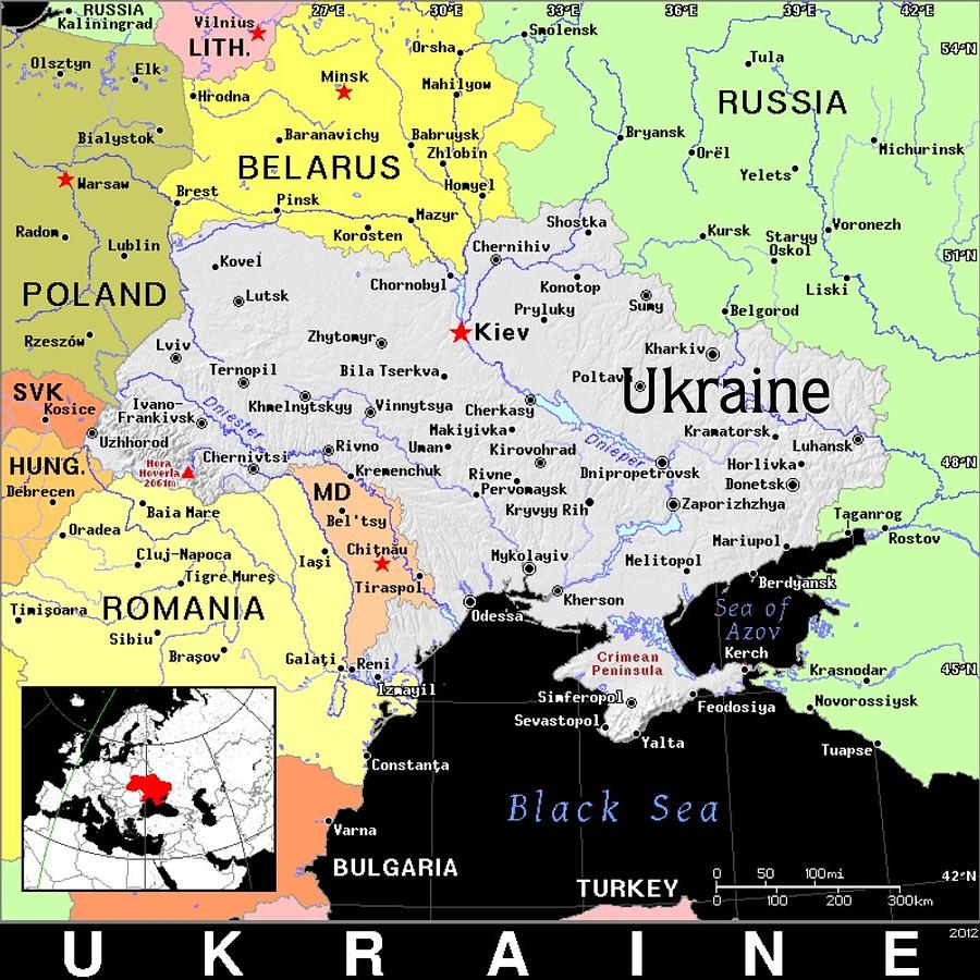 Ukraine Exotic Map Mixed Media by Florene Welebny