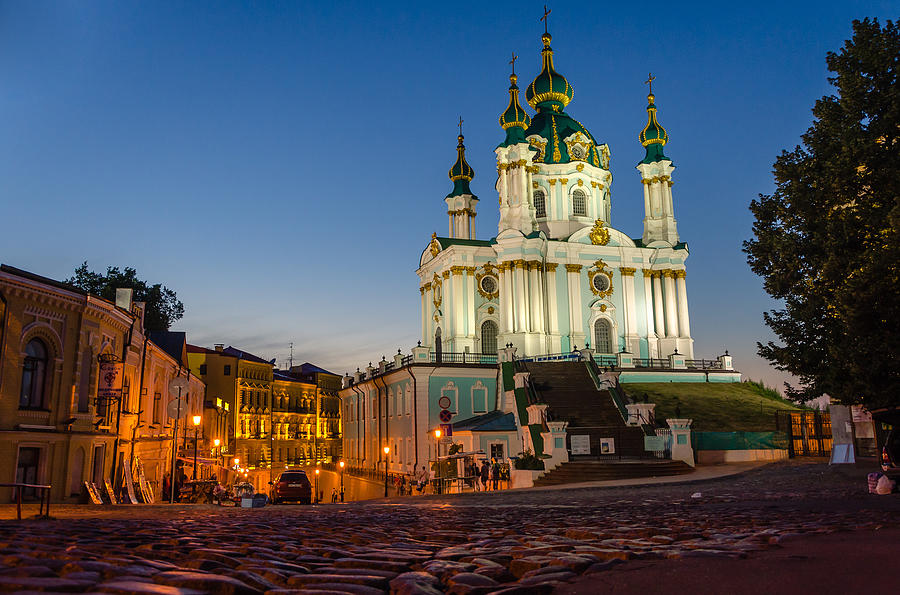 Ukraine, Kyiv, Old street and temple Photograph by Andreydayen