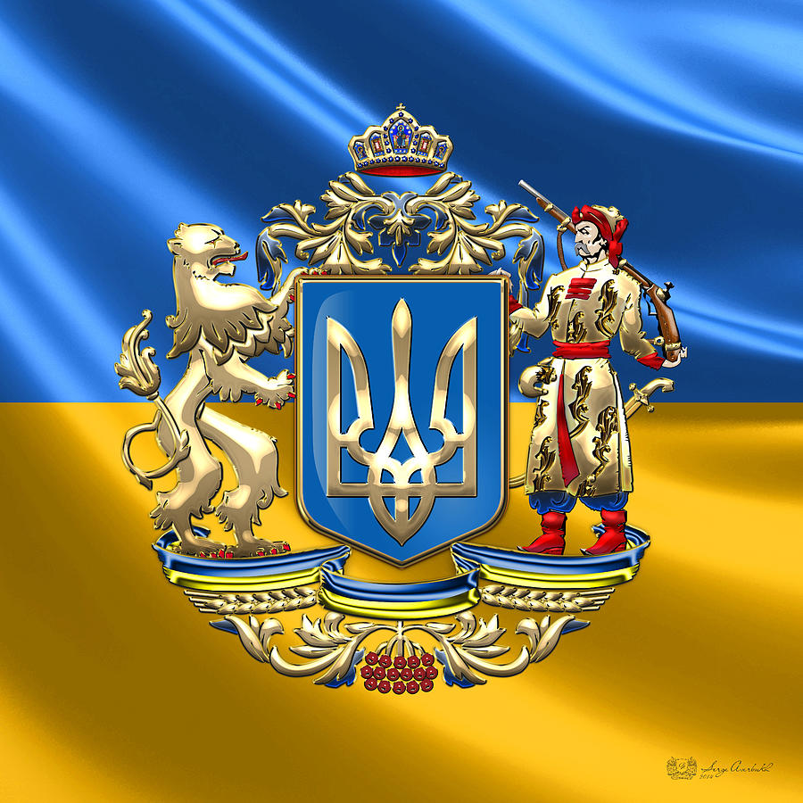 Heraldic Shield Ukraine Coat of Arms Chrome Finished Belt Buckle 