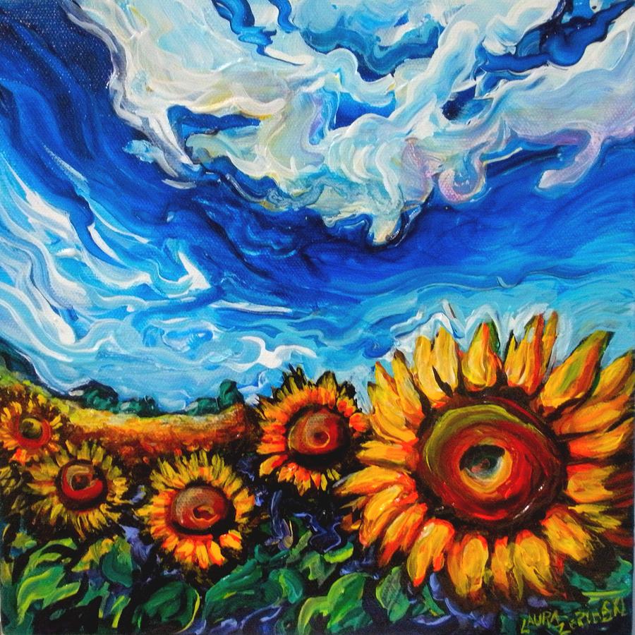 Ukraine Sunflower Fields Painting By Laura Zerebeski